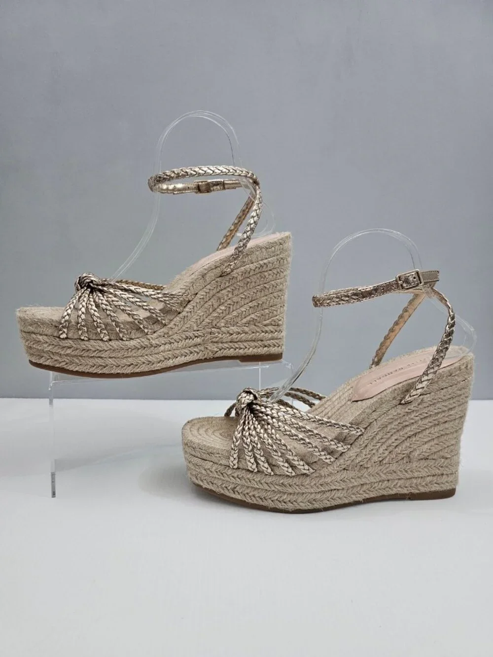 Loeffler Randall Pamela Mignon Espadrille Wedge Women 9 Champagne Knotted Sandal